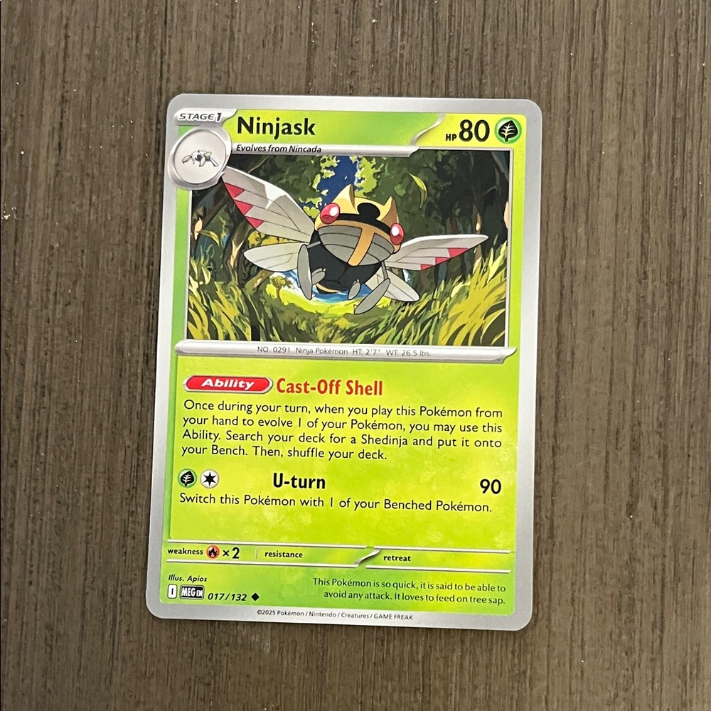 Pokemon Ninjask Trading Card - Yellow and Green